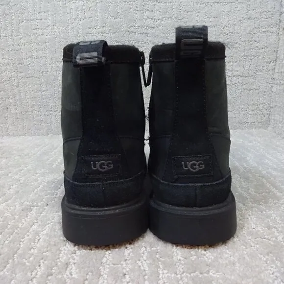 UGG Robley Youth Size 5 US Black Leather Weather Waterproof Boots 1112458K