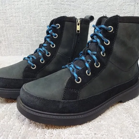 UGG Robley Youth Size 5 US Black Leather Weather Waterproof Boots 1112458K