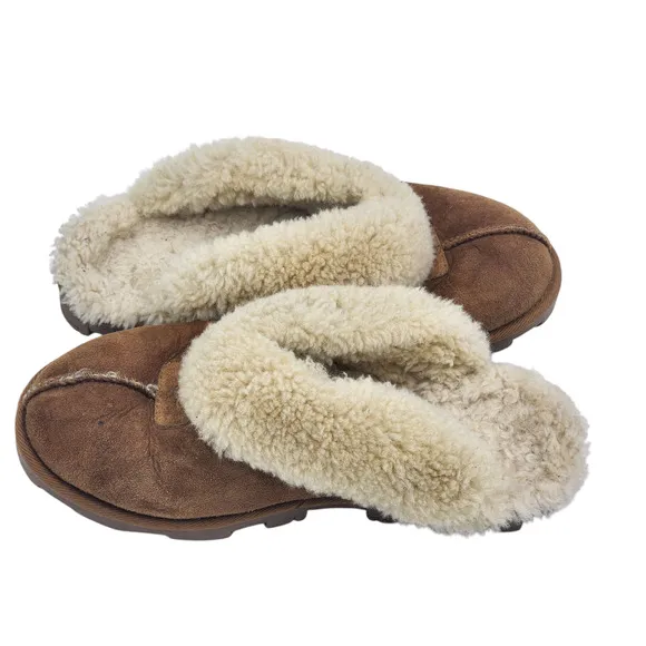 UGG Slippers Womens 8 Coquette Sheepskin Clog Fleece Lined Comfort Shoes 5125
