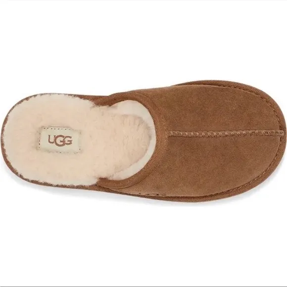 UGG Suede Leather Keegan Slide Slipper Shoes Chestnut Little Kids NWT AUTHENTIC