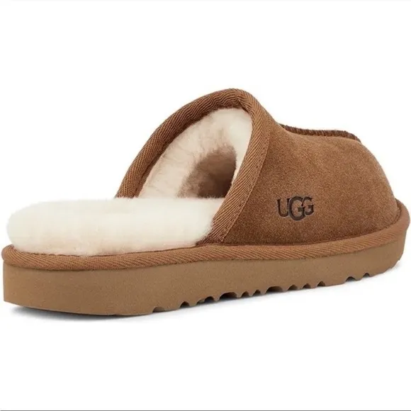 UGG Suede Leather Keegan Slide Slipper Shoes Chestnut Little Kids NWT AUTHENTIC