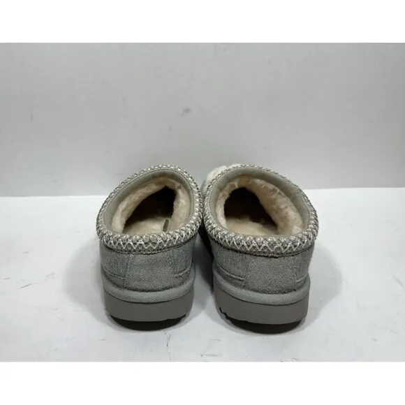 Ugg Tasman Fur Jersey Cozy Slippers Kids Size 4 Shoes Slip On Grey