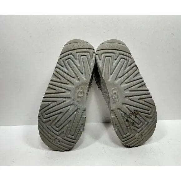 Ugg Tasman Fur Jersey Cozy Slippers Kids Size 4 Shoes Slip On Grey