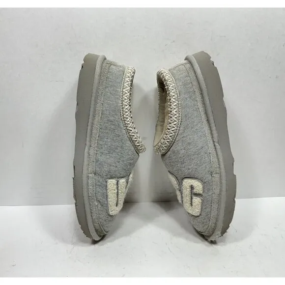 Ugg Tasman Fur Jersey Cozy Slippers Kids Size 4 Shoes Slip On Grey
