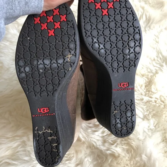 UGG waterproof shearling wedge booties