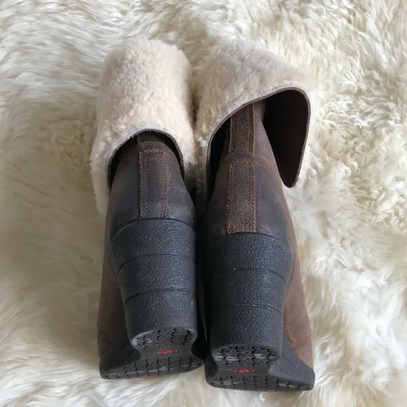 UGG waterproof shearling wedge booties