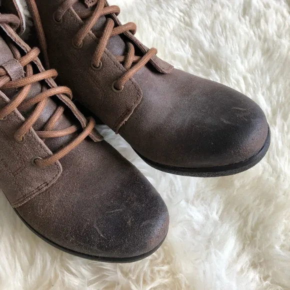 UGG waterproof shearling wedge booties