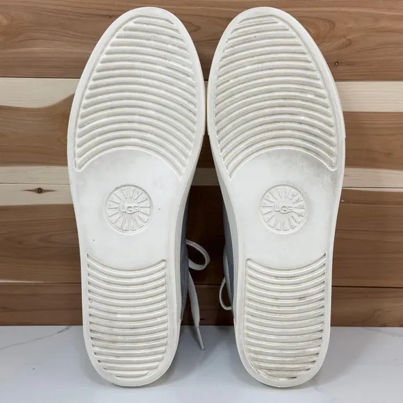 UGG Zilo Silver Metallic Leather Sneakers Casual Comfort Shoes Women's Size 11