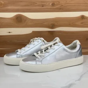 UGG Zilo Silver Metallic Leather Sneakers Casual Comfort Shoes Women's Size 11
