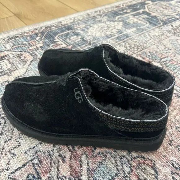 UGG Neuman Clog Slipper Men's Size 12 Black Suede Slip-On Shoes