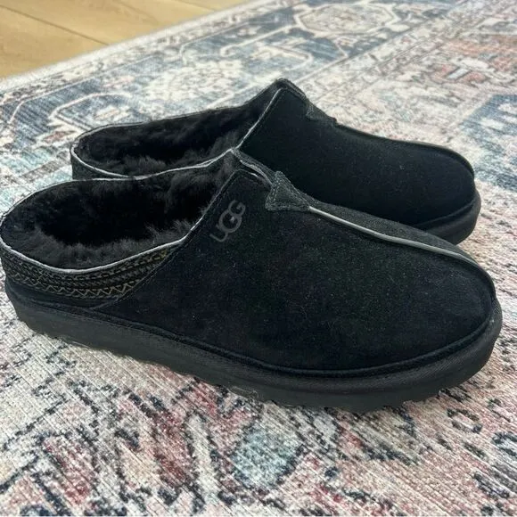 UGG Neuman Clog Slipper Men's Size 12 Black Suede Slip-On Shoes