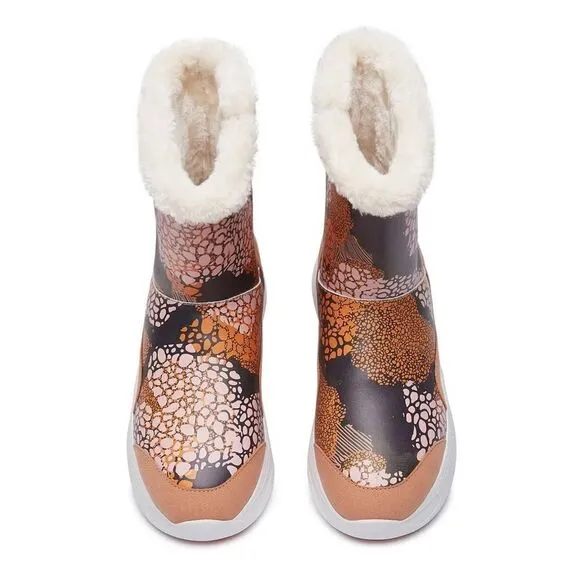 UIN Women's Snow Boots Walking Casual Travel Shoes (Spread-Brown Palma III）