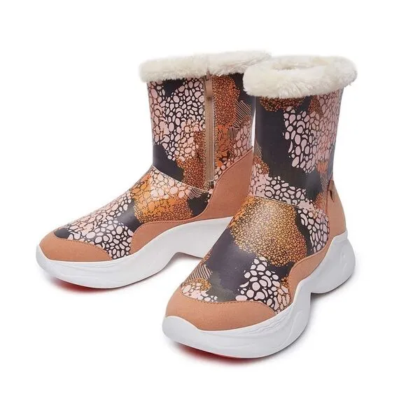 UIN Women's Snow Boots Walking Casual Travel Shoes (Spread-Brown Palma III）