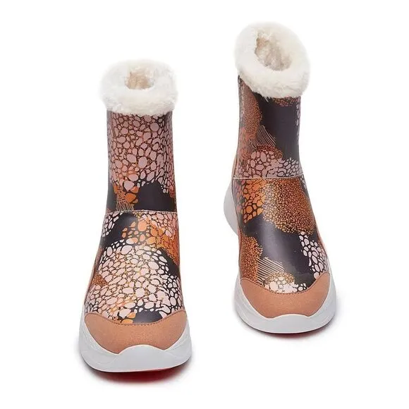 UIN Women's Snow Boots Walking Casual Travel Shoes (Spread-Brown Palma III）
