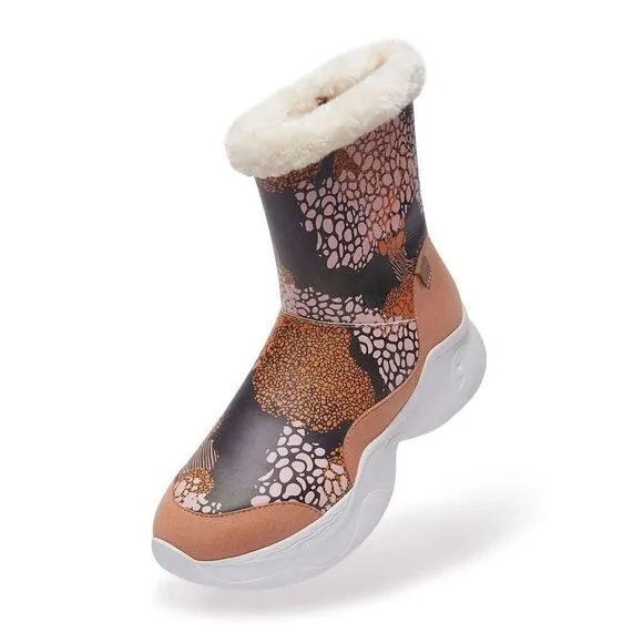 UIN Women's Snow Boots Walking Casual Travel Shoes (Spread-Brown Palma III）
