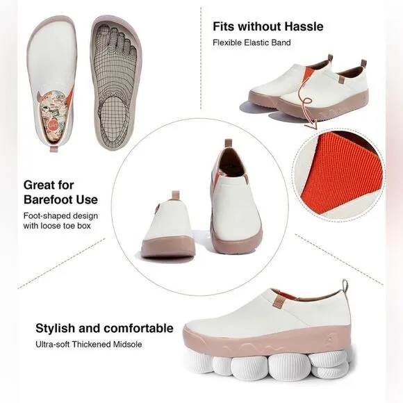 UIN Women's Walking Shoes Slip On Casual Fashion Sneaker (Toledo 9 -heron White)