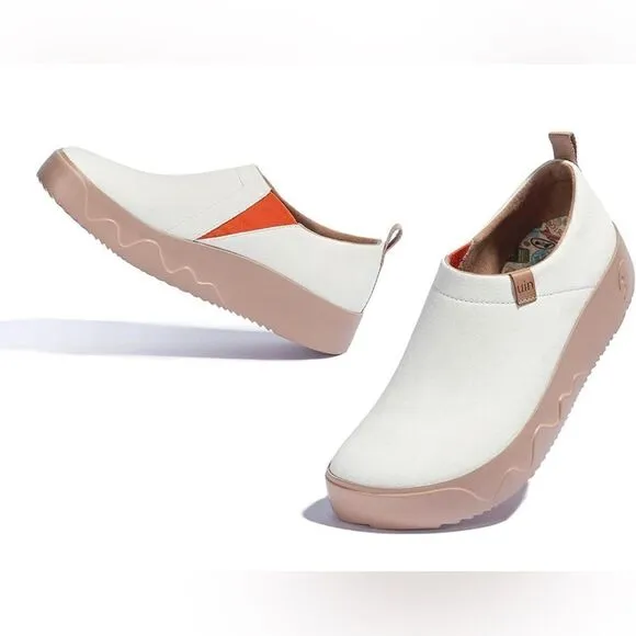 UIN Women's Walking Shoes Slip On Casual Fashion Sneaker (Toledo 9 -heron White)
