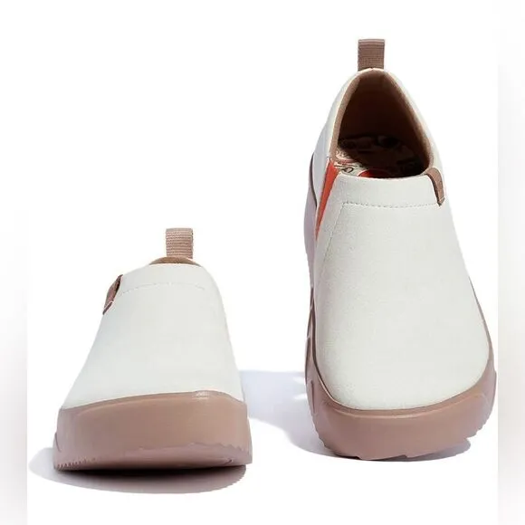 UIN Women's Walking Shoes Slip On Casual Fashion Sneaker (Toledo 9 -heron White)