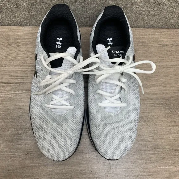 Under Armour 3024875 100 UA Charged Impulse Knit 2 White/Black Shoes Sz 9 EUC