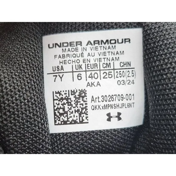 Under Armour Charged Revitalize Kids Sneakers Shoes Size 7Y Black Gray