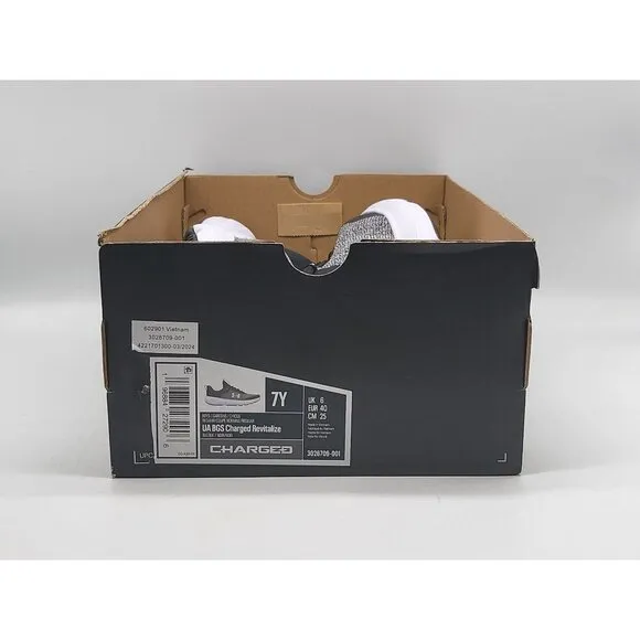 Under Armour Charged Revitalize Kids Sneakers Shoes Size 7Y Black Gray