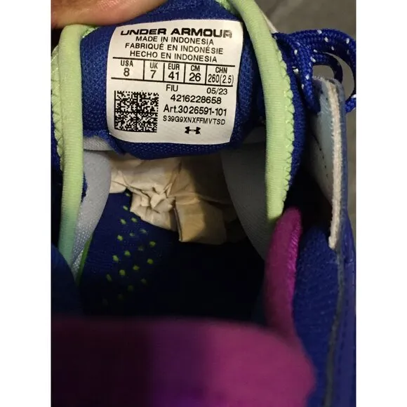 Under Armour Harper 9 Elite TPU Kids Baseball Shoes White &amp; Royal Blue Size 8