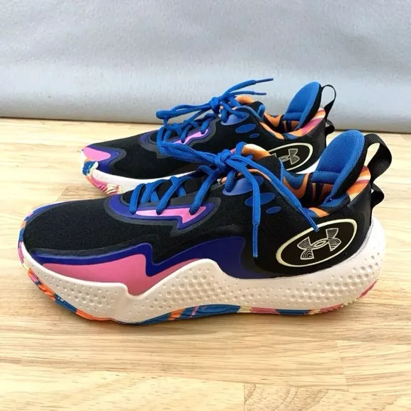 Under Armour Spawn 5 LE BLUE PINK BLACK Basketball Shoes Trainers 3026758-001