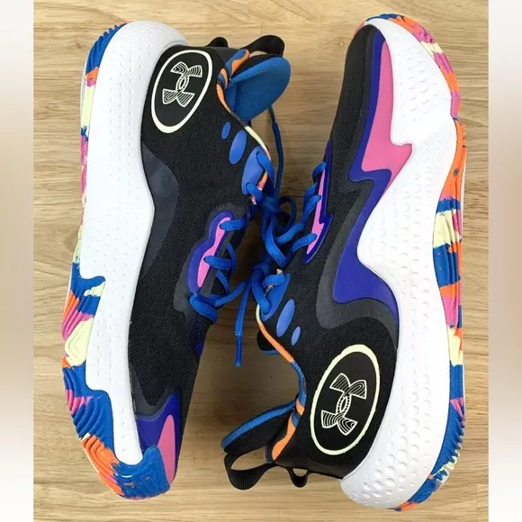 Under Armour Spawn 5 LE BLUE PINK BLACK Basketball Shoes Trainers 3026758-001