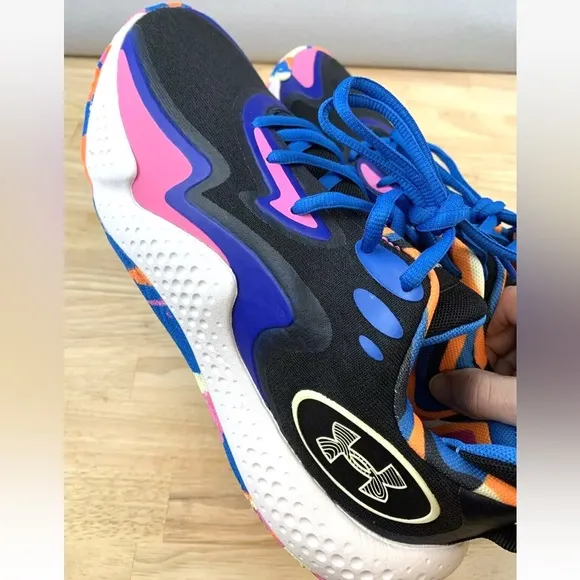 Under Armour Spawn 5 LE BLUE PINK BLACK Basketball Shoes Trainers 3026758-001