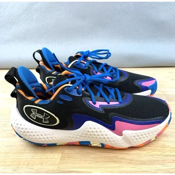 Under Armour Spawn 5 LE BLUE PINK BLACK Basketball Shoes Trainers 3026758-001