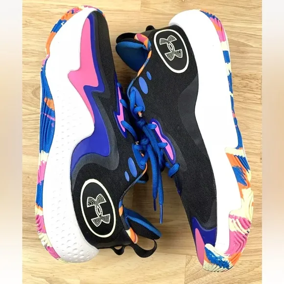 Under Armour Spawn 5 LE BLUE PINK BLACK Basketball Shoes Trainers 3026758-001