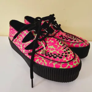 Underground Original Wulfrun Creeper Platform Shoes Oxford Pink Print Size 8 6