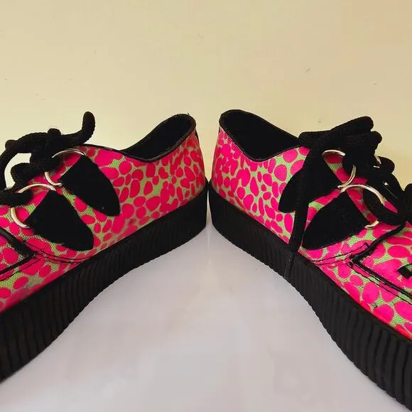 Underground Original Wulfrun Creeper Platform Shoes Oxford Pink Print Size 8 6