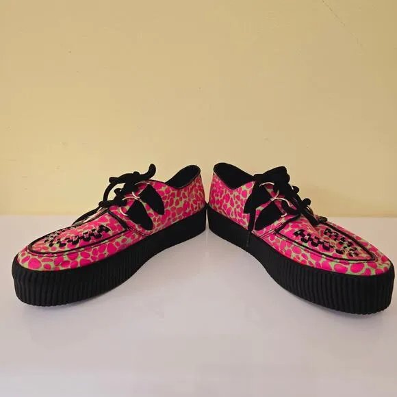 Underground Original Wulfrun Creeper Platform Shoes Oxford Pink Print Size 8 6