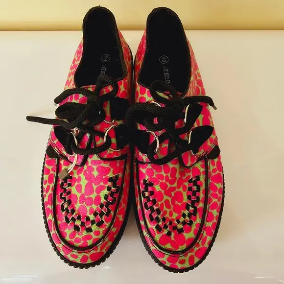 Underground Original Wulfrun Creeper Platform Shoes Oxford Pink Print Size 8 6