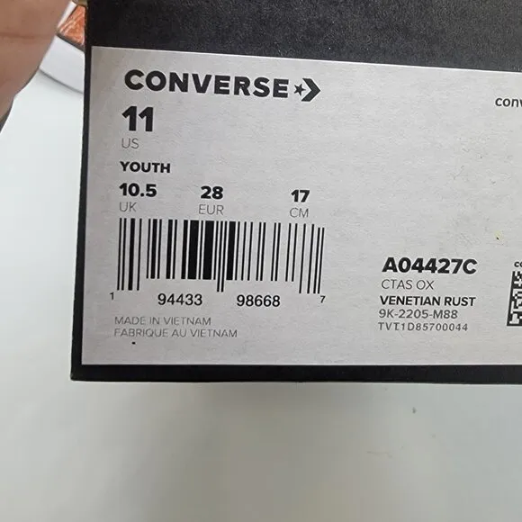 🤩Unisex Converse Youth Shoes Sz 11 CTAS OX Brown Canvas Sneakers A04427C Basic