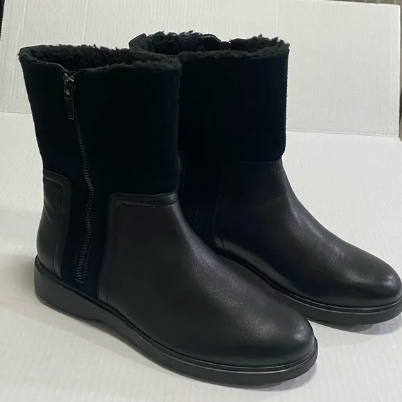 Unstructured by Clarks Black Leather/Suede Ankle Boots Goth,Moto, NWOT Sz 8.5
