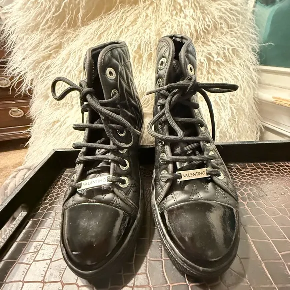 Valentino Logo Leather high top sneakers