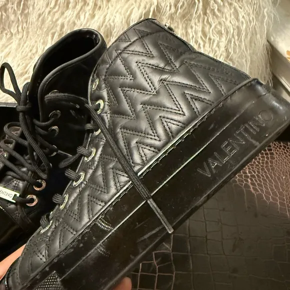 Valentino Logo Leather high top sneakers