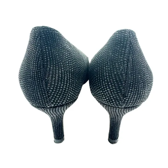 Van Eli Suede Leather Pumps Embossed Dots Pointed Round Toe Kitten Heel Size 4.5