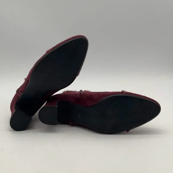 Vaneli Maroon Almond Toe‎ Zip Cushioned Comfy Ankle Cap Toe Fridge Booties Shoes