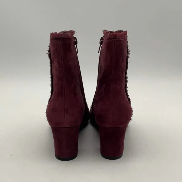 Vaneli Maroon Almond Toe‎ Zip Cushioned Comfy Ankle Cap Toe Fridge Booties Shoes