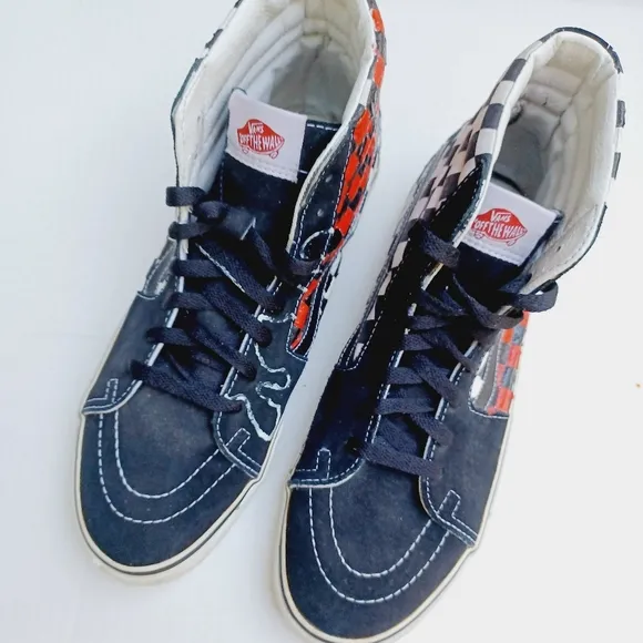 VANS Checkerboard Off Wall High Top Upcycled Sneakers