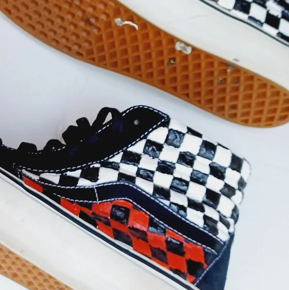 VANS Checkerboard Off Wall High Top Upcycled Sneakers
