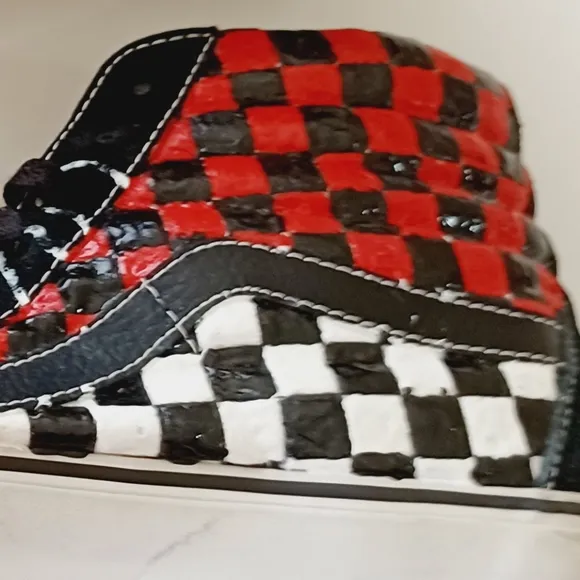 VANS Checkerboard Off Wall High Top Upcycled Sneakers