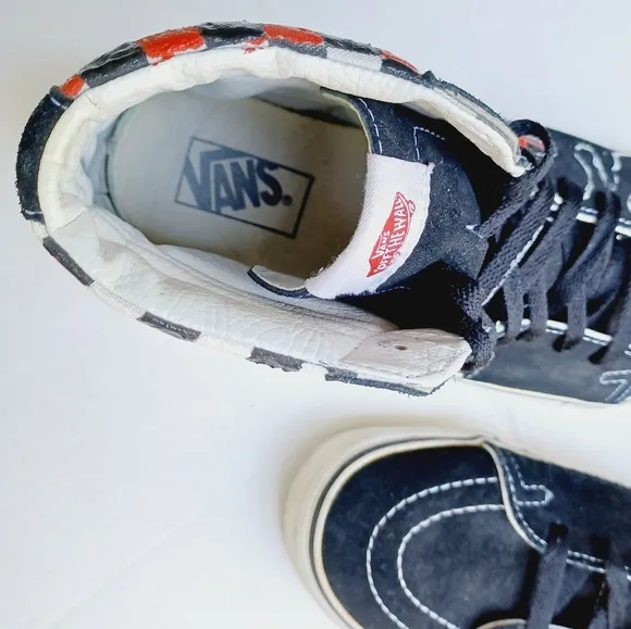 VANS Checkerboard Off Wall High Top Upcycled Sneakers