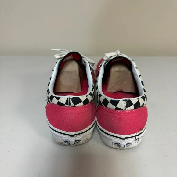 VANS Checkered Neon Pink Sneakers Men 10.5 Era 2 Tone Shoes Lace Up Canvas Skate