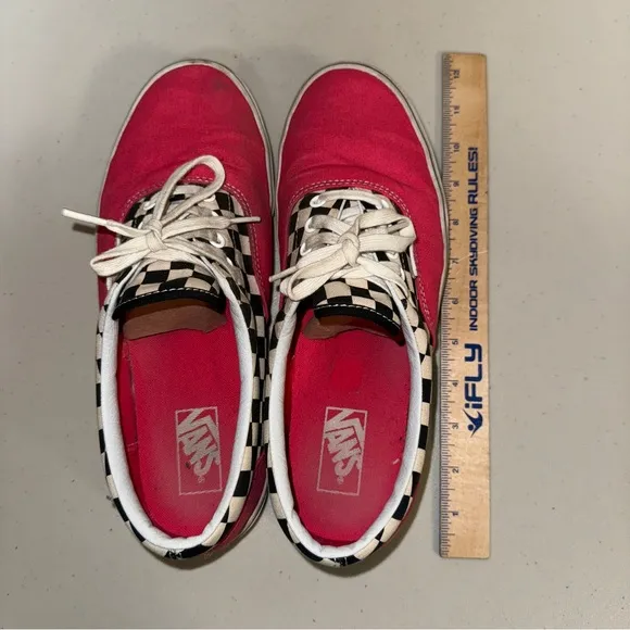 VANS Checkered Neon Pink Sneakers Men 10.5 Era 2 Tone Shoes Lace Up Canvas Skate