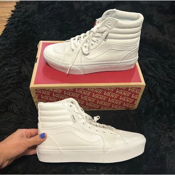VANS Filmore hi top white platform lace up shoes sneakers women's 9 new