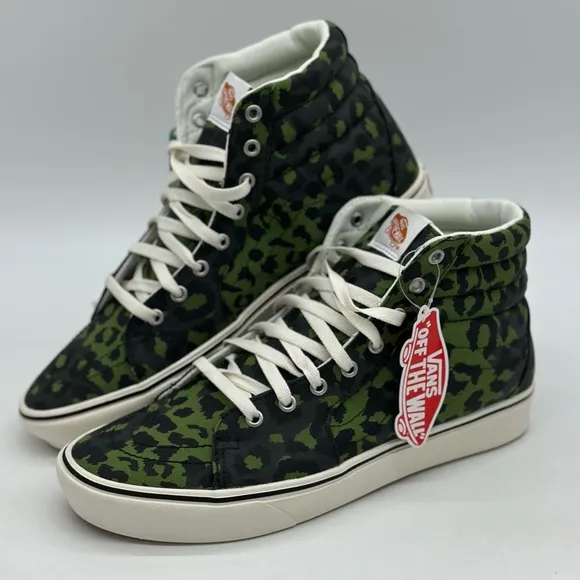 Vans Green and White High-Top Sneakers